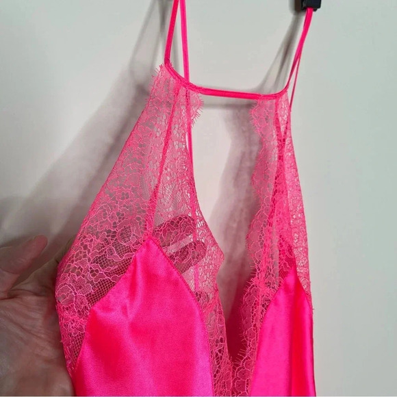 VICTORIA'S SECRET Satin Lace Slip Dress in Hot Pink - Picture 9 of 10